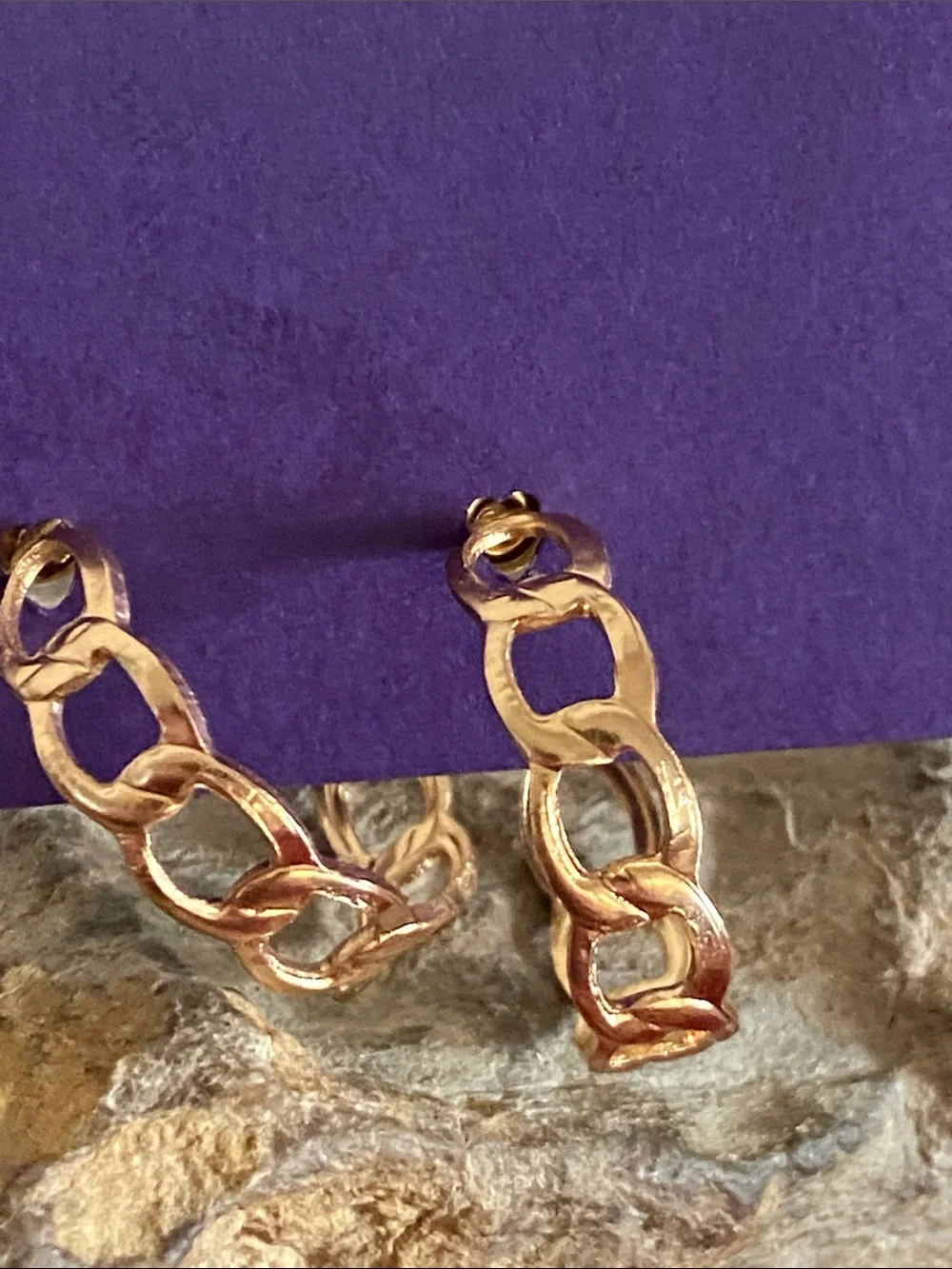 5/$10❤️❤️❤️NEW Gold Tone Zinc Alloy Chain-Link Hoop Earrings